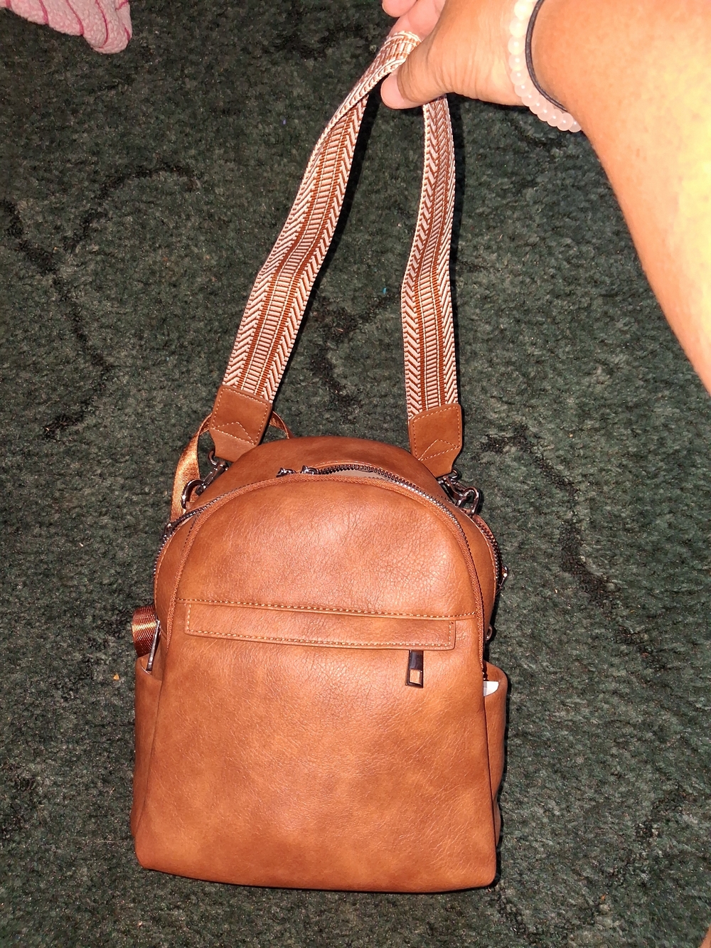 Women's Tan Faux Leather Mini Backpack Bag